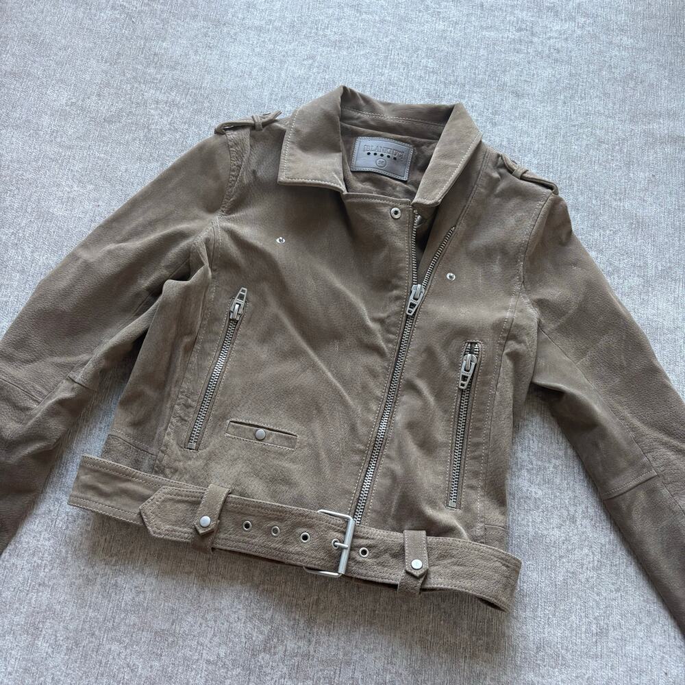 $198 Blank NYC Tan Suede Leather Moto Jacket - Picture 3 of 8